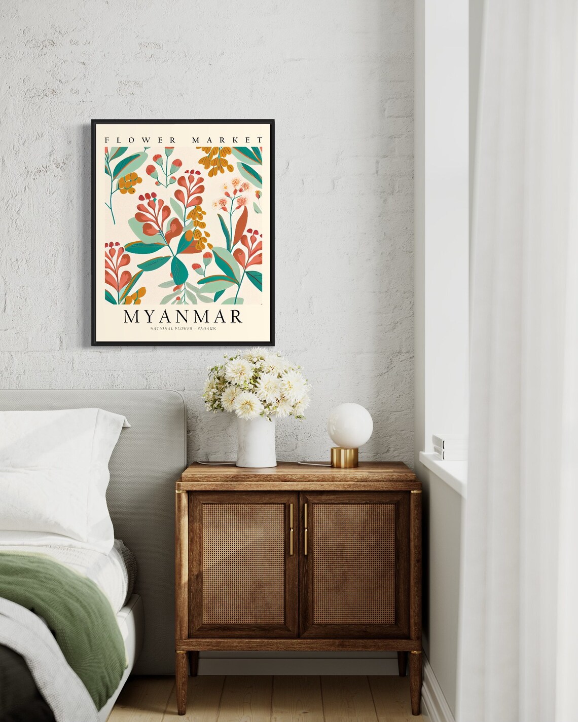 Myanmar Padauk Flower Market Botanical Floral Garden Art Poster - Image 3