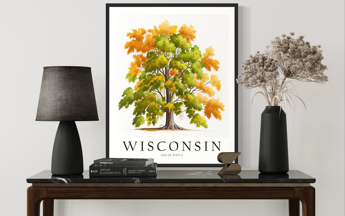 Wisconsin Sugar Maple Watercolor State Tree Botanical Art Print - Image 2
