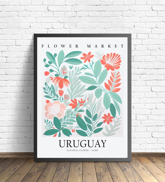 Uruguay National Flower Ceibo Flower Market Art Print Neutral Botanical Pastel Artwork