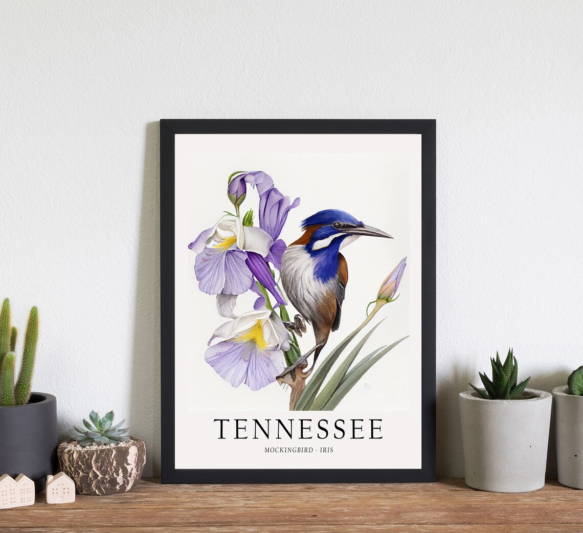 Tennessee State Bird Art Print, State Flower Wall Art - Image 3