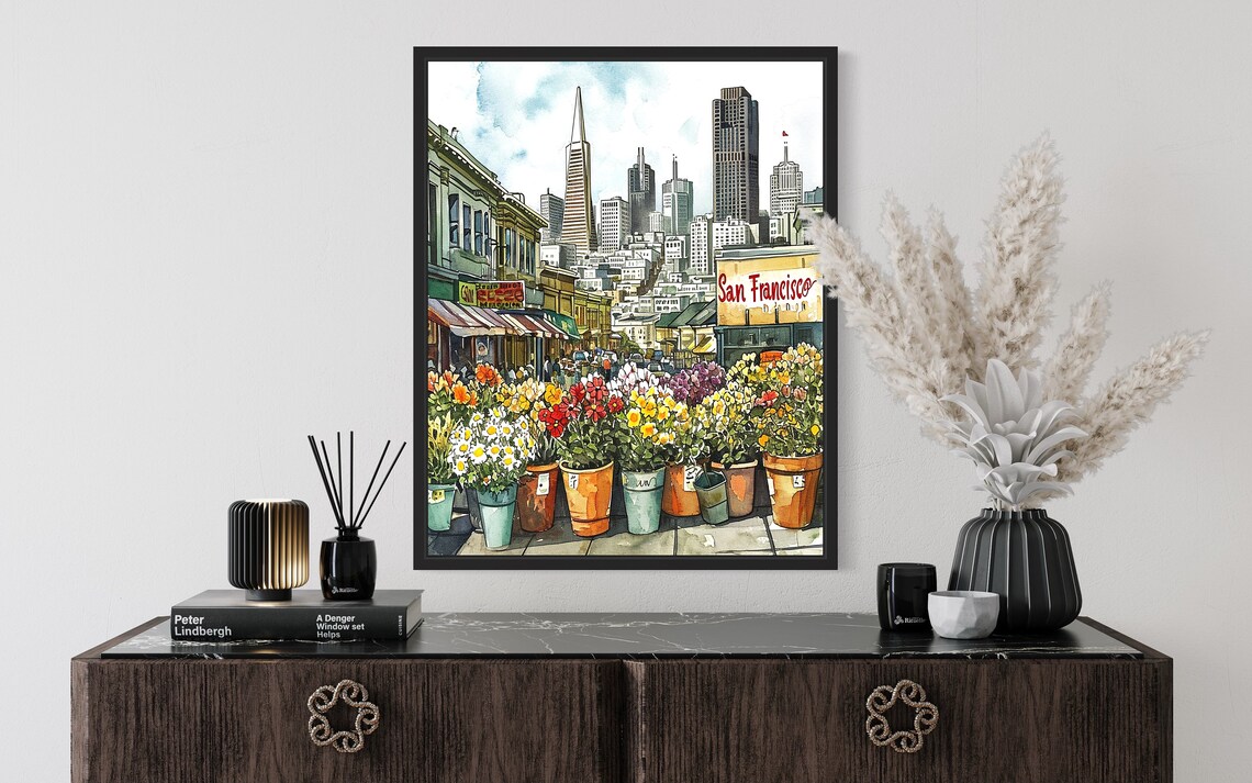 San Francisco Flower Market Poster, Neutral Botanical Artwork - Image 2