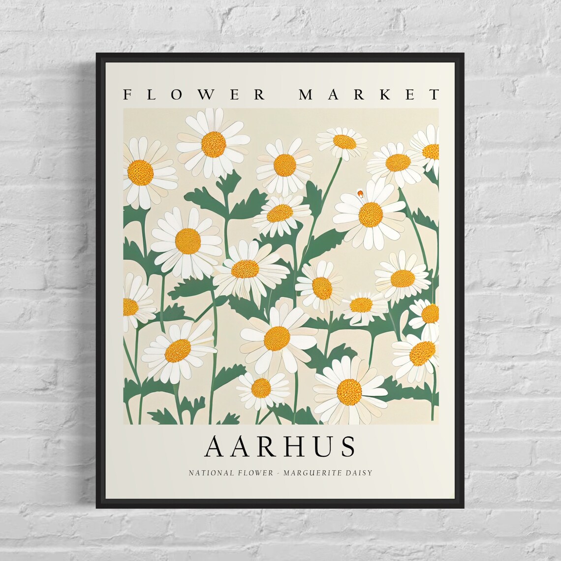 Aarhus Denmark Flower Market Travel Poster