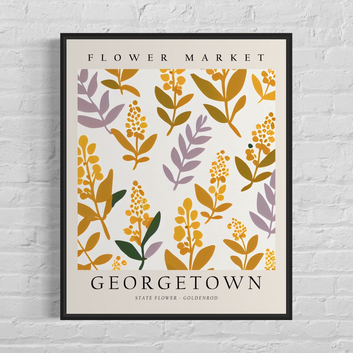 Georgetown Kentucky Goldenrod Flower Market Botanical Art Poster