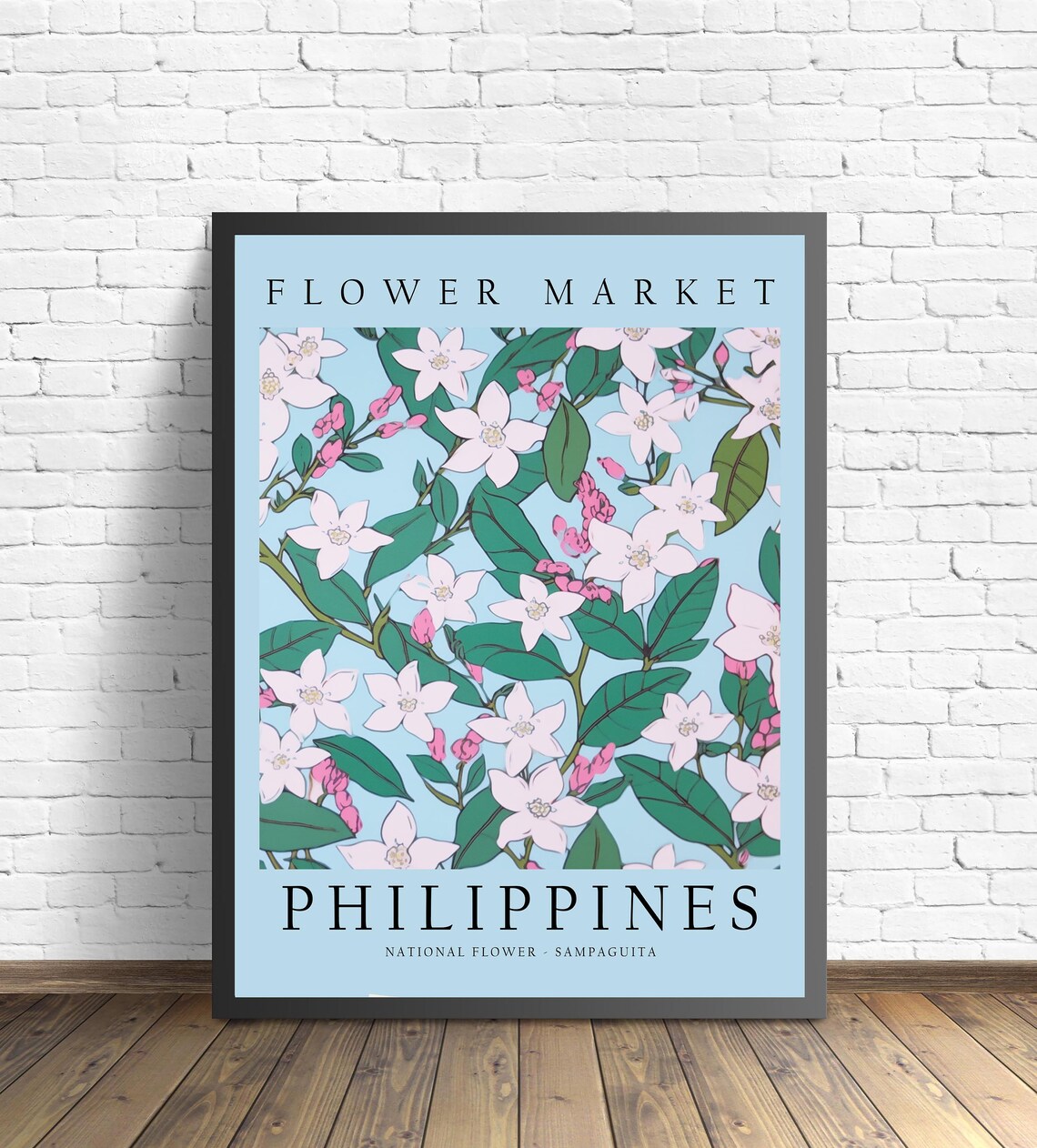 Sampaguita Flower Botanical Art Print, Philippines