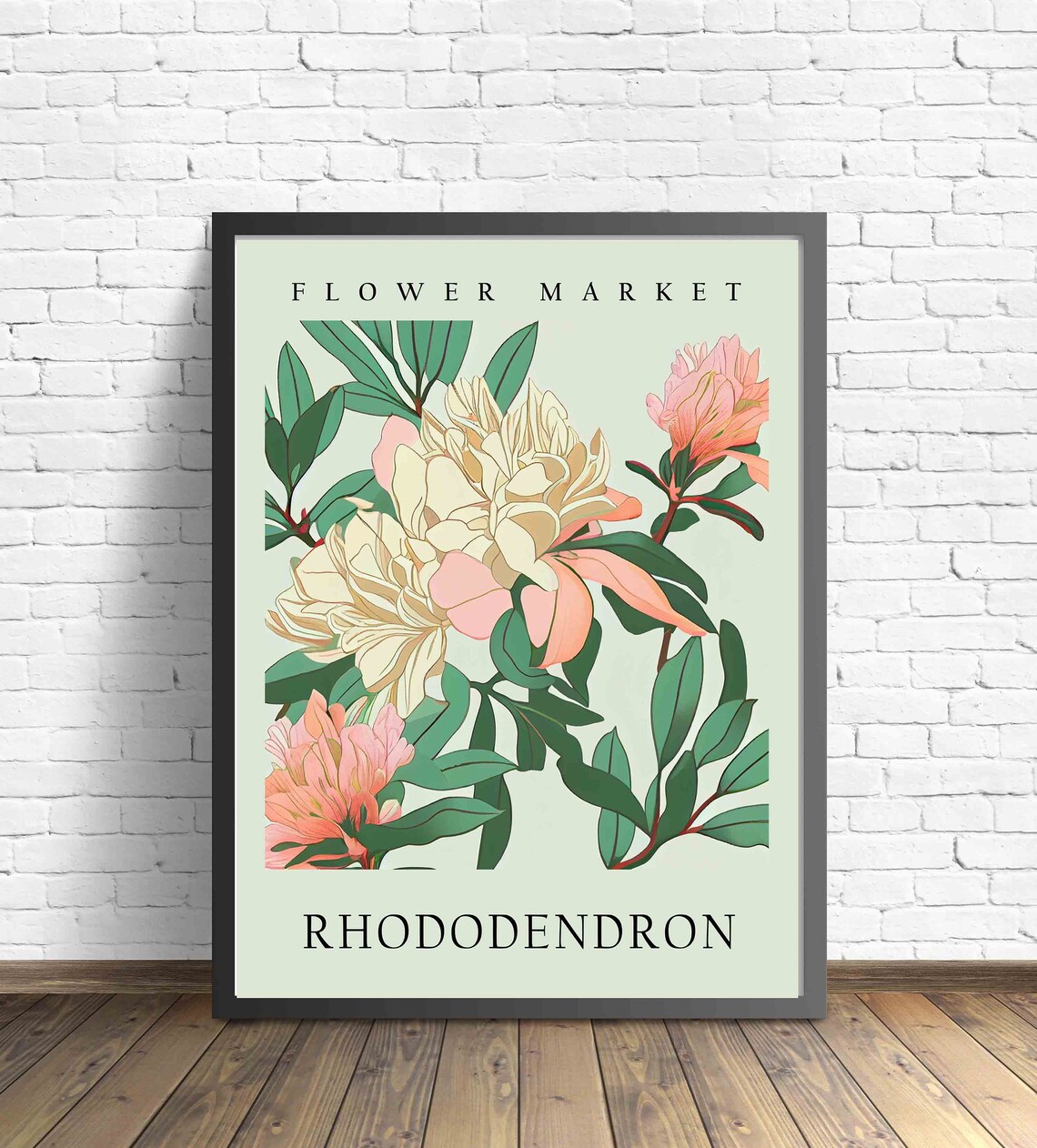 Rhododendron Cream Blush Botanical Flower Market Pastel Art Print