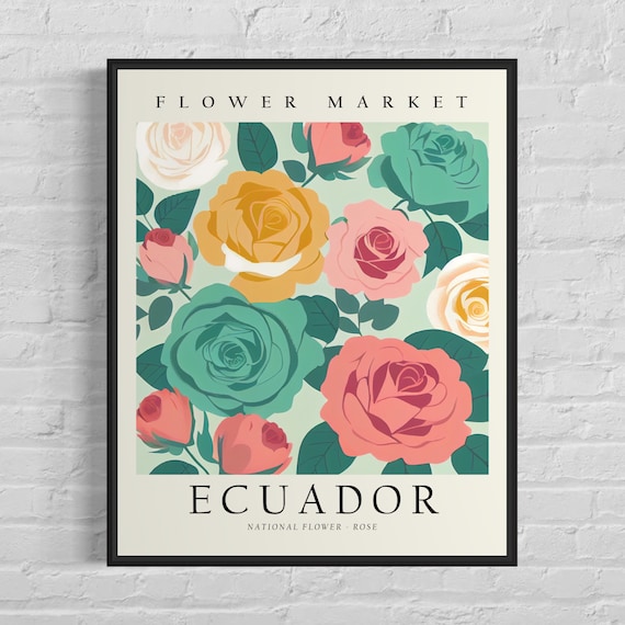 Ecuador Flower Market Botanical Art Print