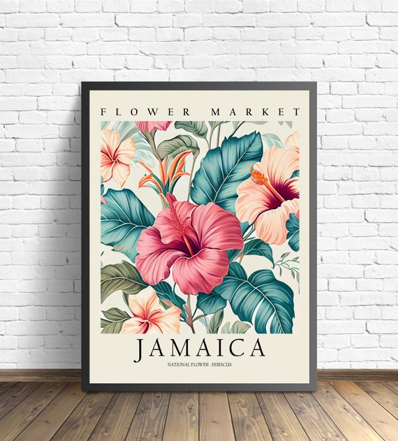 Jamaica Flower Market Art Print Jamaica National Flower Jamaica Wall Art Home Decor