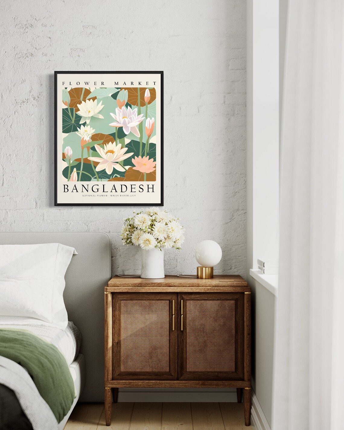 White Water Lily Botanical Art Print, Bangladesh - Image 3