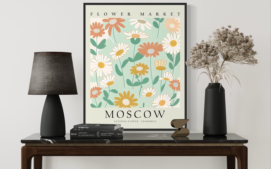 Moscow Chamomile Flower Market Botanical Travel City Decor Poster - Image 2