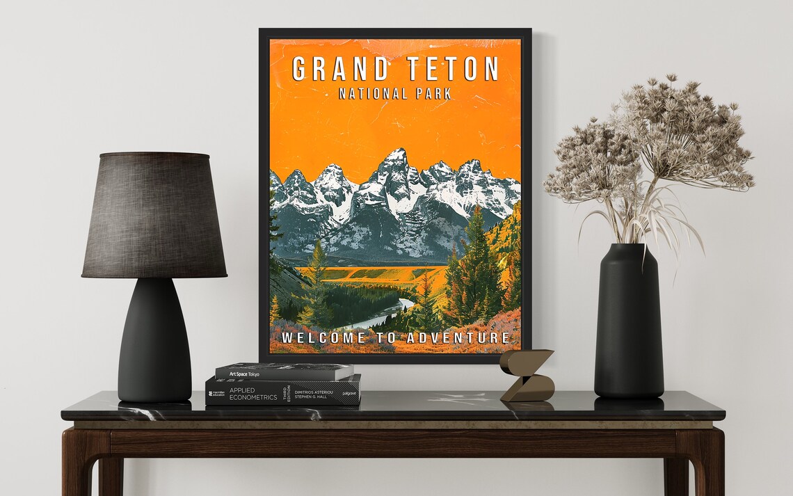 Grand Teton National Park Wyoming Jagged Peaks Sunset Travel Poster - Image 3