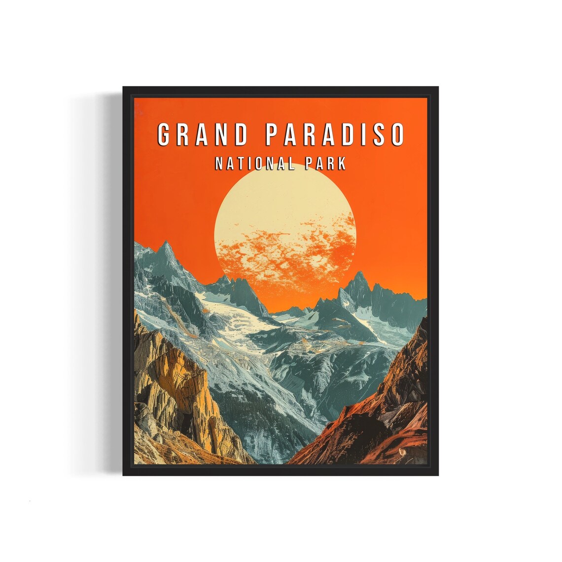 Grand Paradiso National Park Alpine Sunset Art Vintage Poster