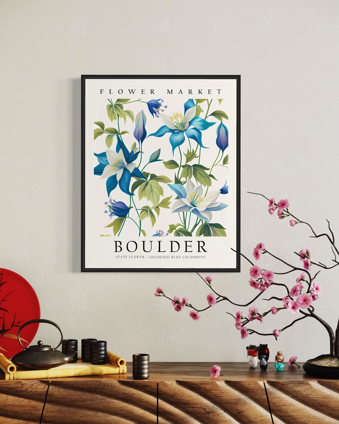 Boulder Vivid Blue Columbine State Flower Market Blooming Poster - Image 2