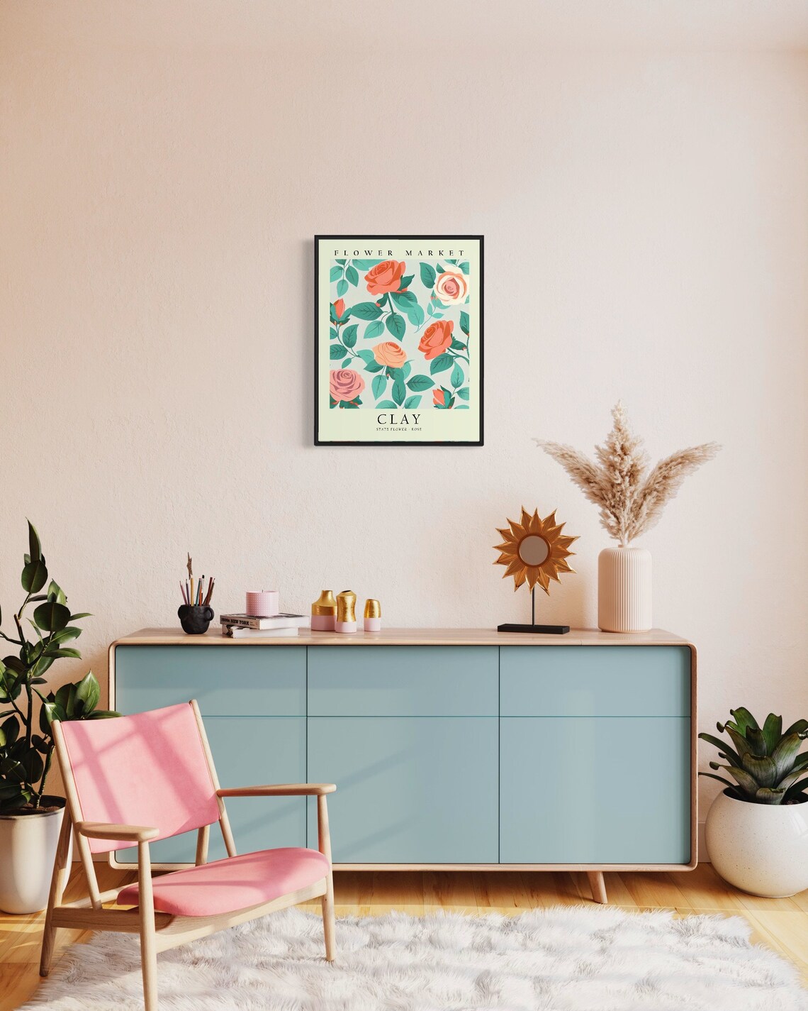 Clay New York Flower Market State Flower Botanical Rose Poster - Image 2