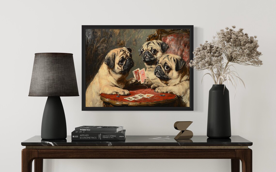 Pug Playing Cards Humor Art Print, Dog Poker - Image 3