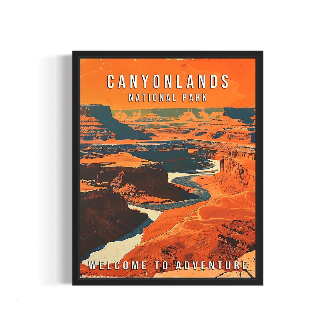 Canyonlands National Park Utah River Canyon Sunset Retro Travel Poster