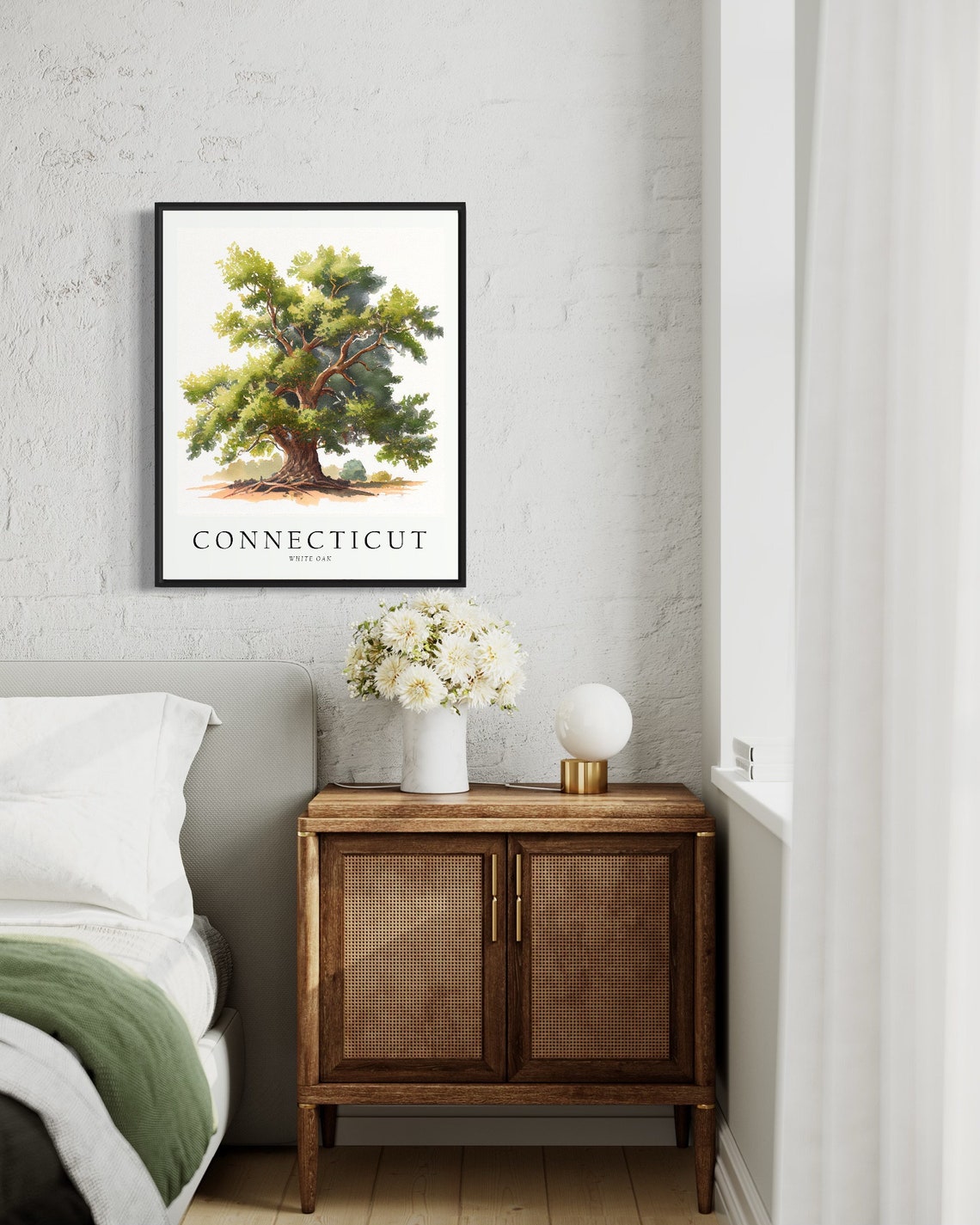 Connecticut White Oak Watercolor State Tree Botanical Art Print - Image 3