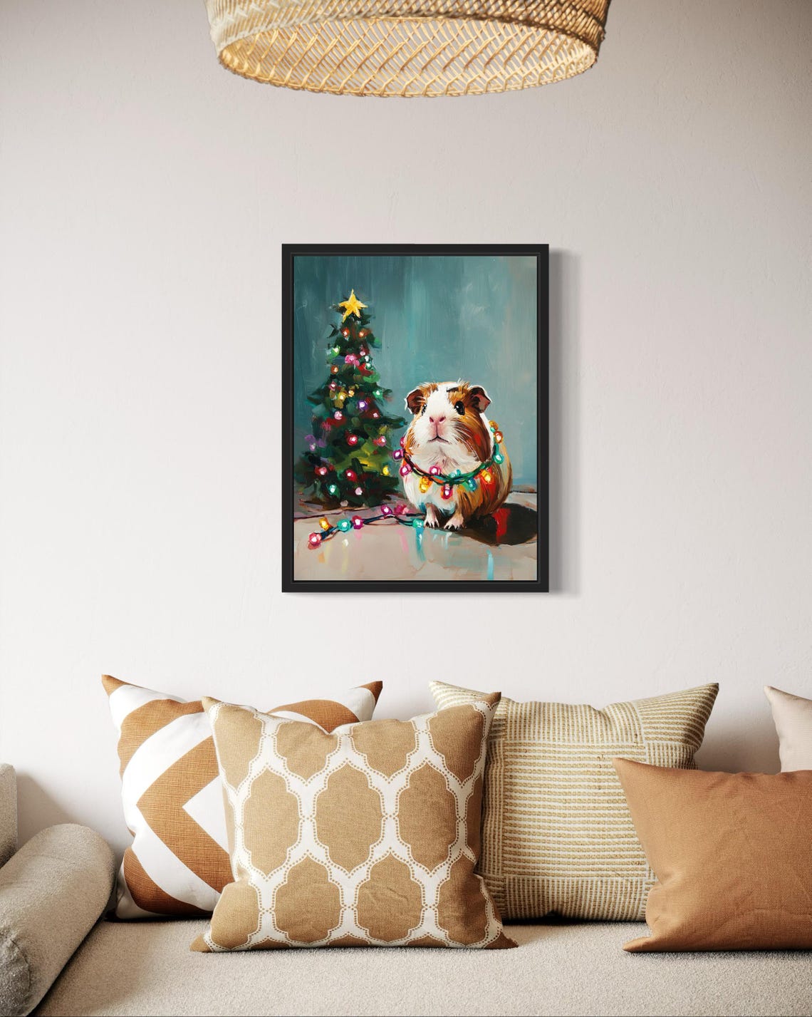 Guinea Pig Tangled In Christmas Lights Holiday Poster Artwork - Image 2