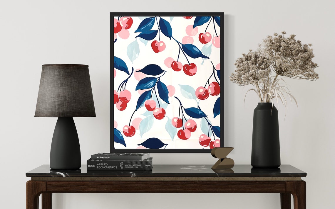 Cherries Poster Art Print Kitchen Fruit Decor For Kitchen Dining Restaurant Neutral Food Pastel Artwork - Image 2