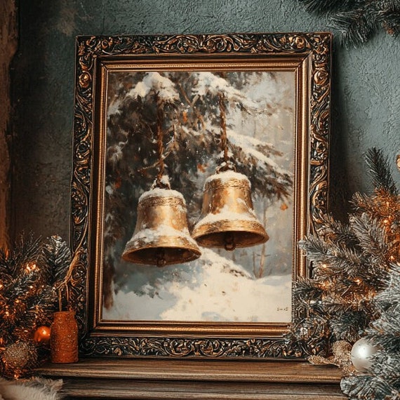 Vintage Jingle Bells Poster, Christmas Home Decor