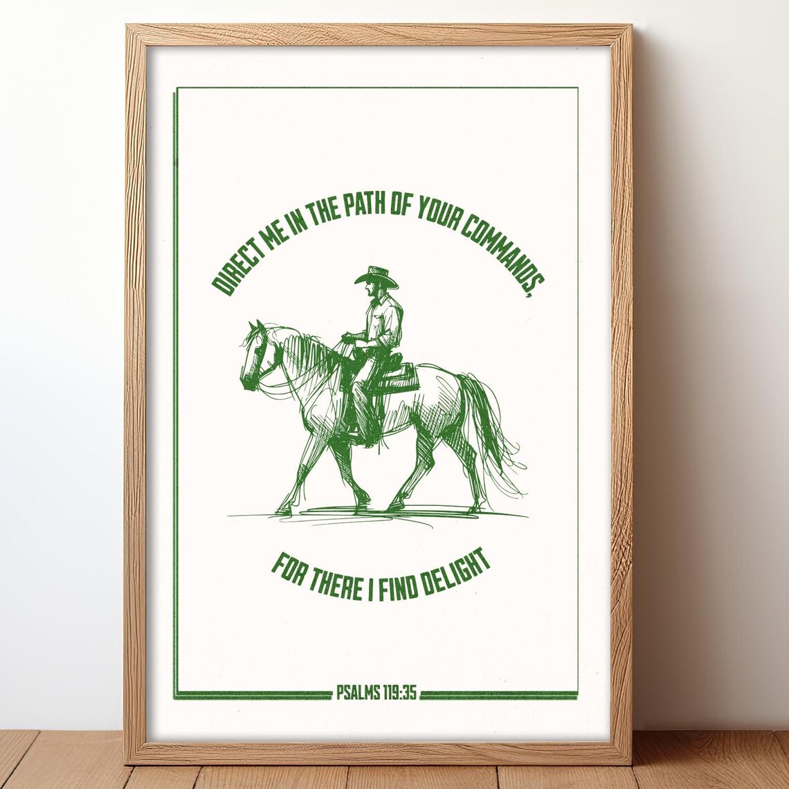 Cowboy Religious Western Psalms 11935 Horse Rider Line Art Poster