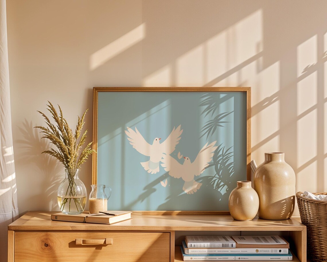 Doves Minimalist Wall Art, Kitchen Decor