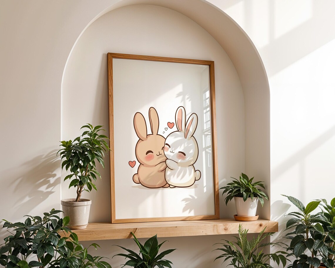 Cute Rabbit Couple, Home and Room Decor - Image 2