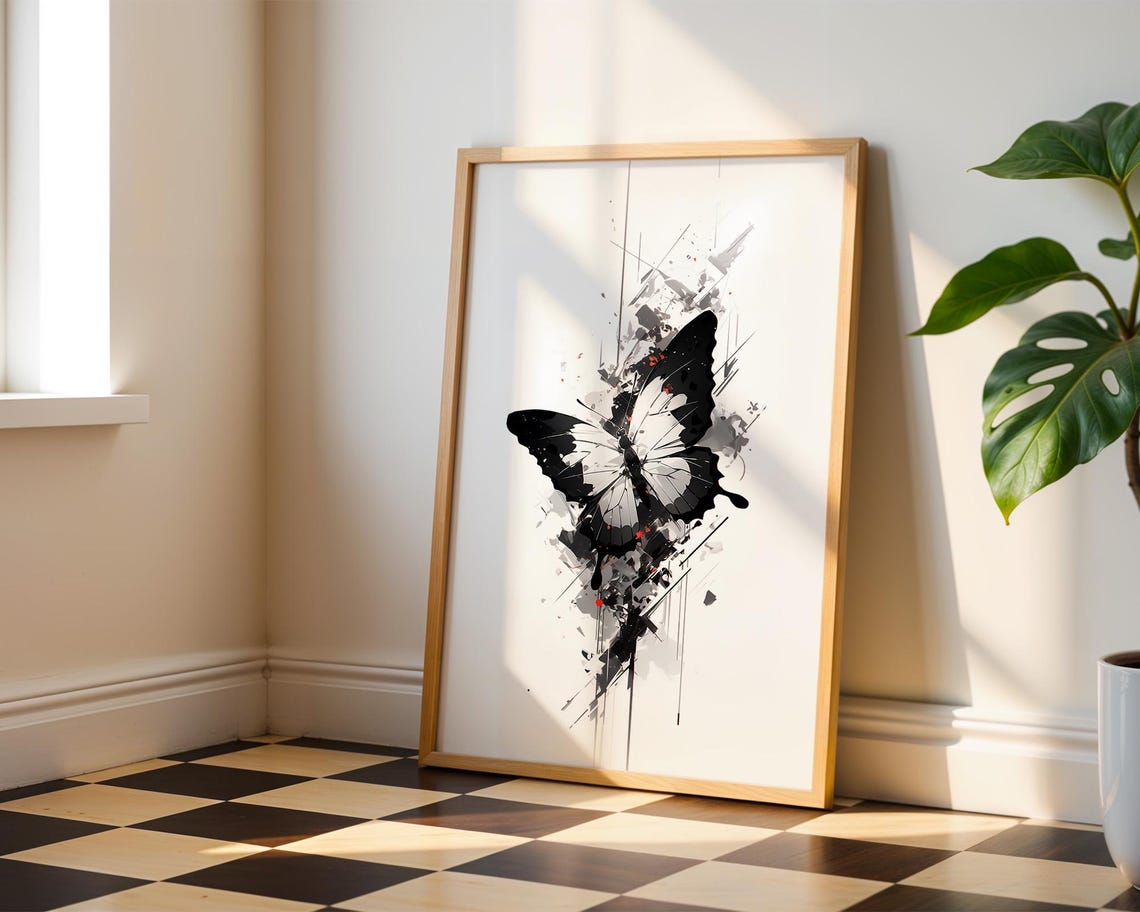 Butterfly Ink Poster Wall Art For Home Kitchen Room Decor