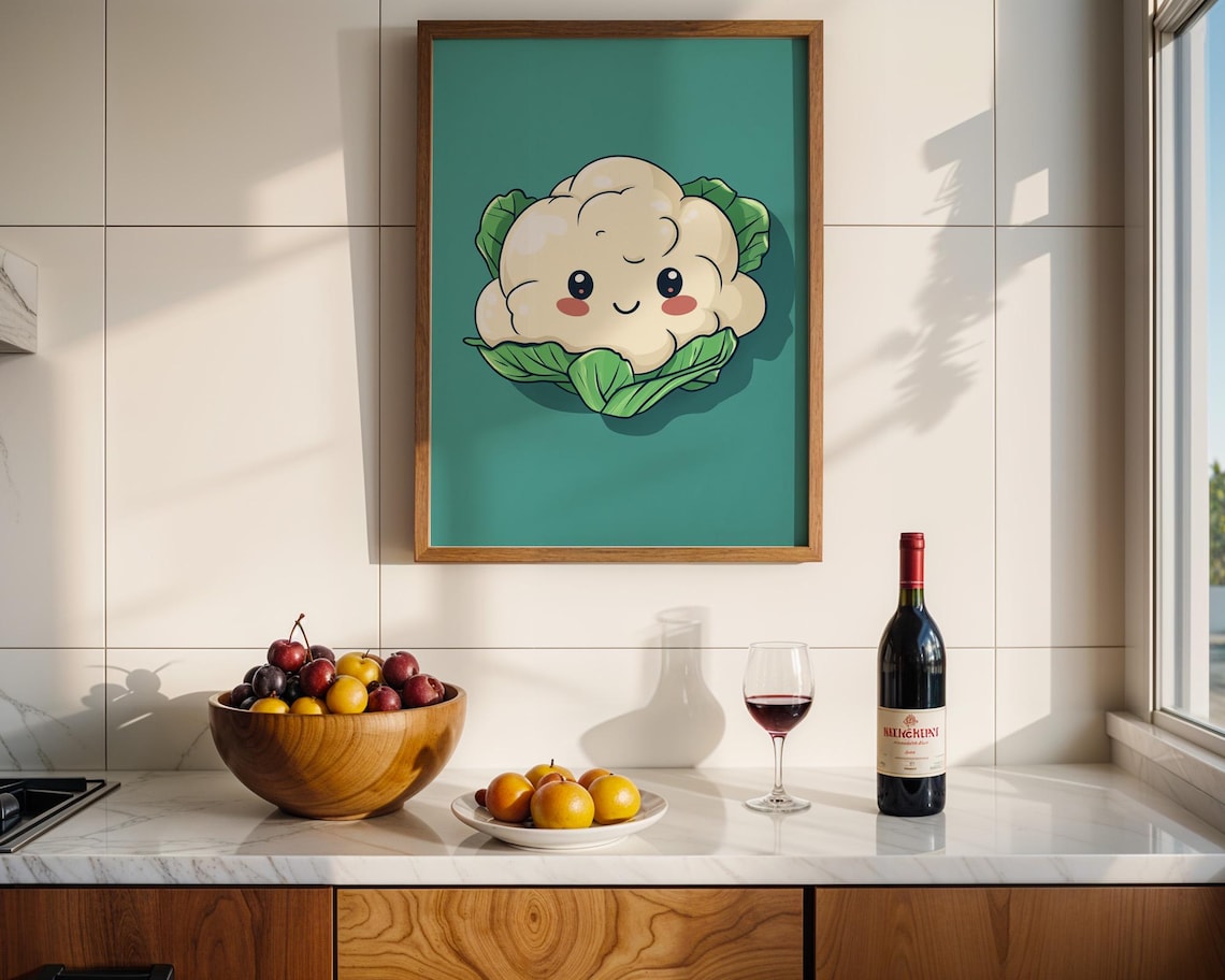Cauliflower Kids Poster, Cute Kitchen Decor