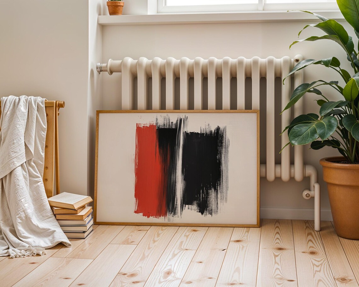 Black And Orange Double Paint Stroke Poster Modern Art Wall Art For Home Office Decor - Image 4