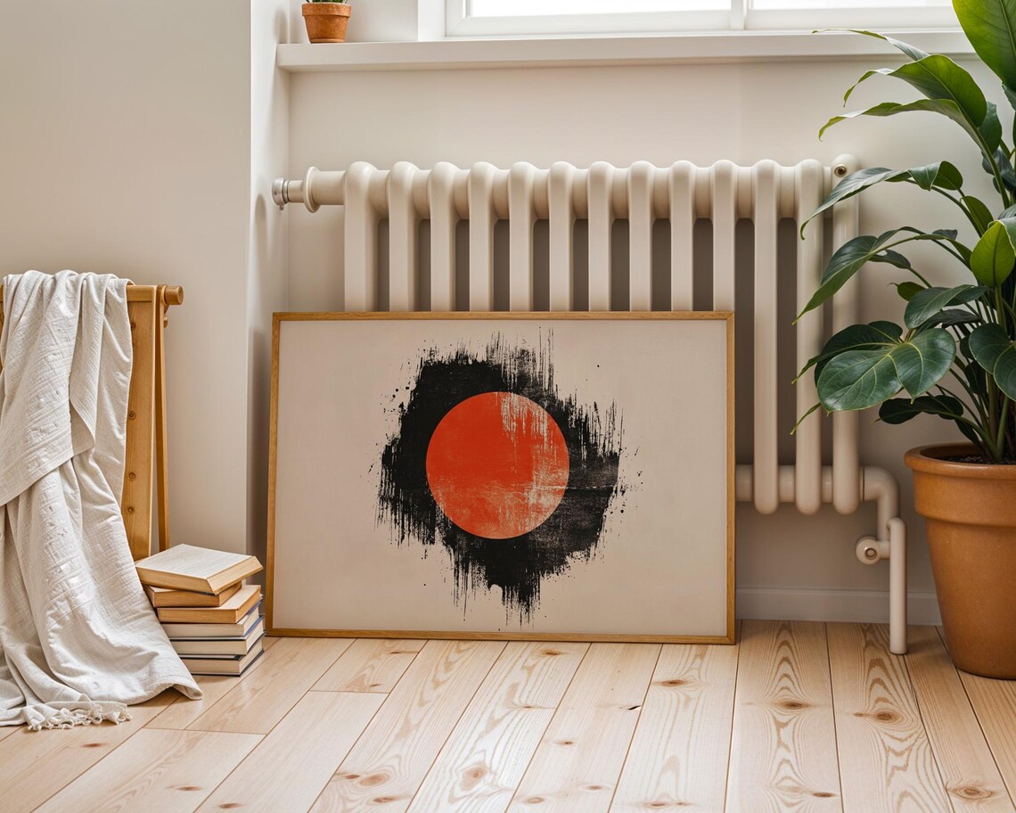 Orange Moon Art Print Modern Art Wall Art For Home Office Decor For Room Aesthetics - Image 3