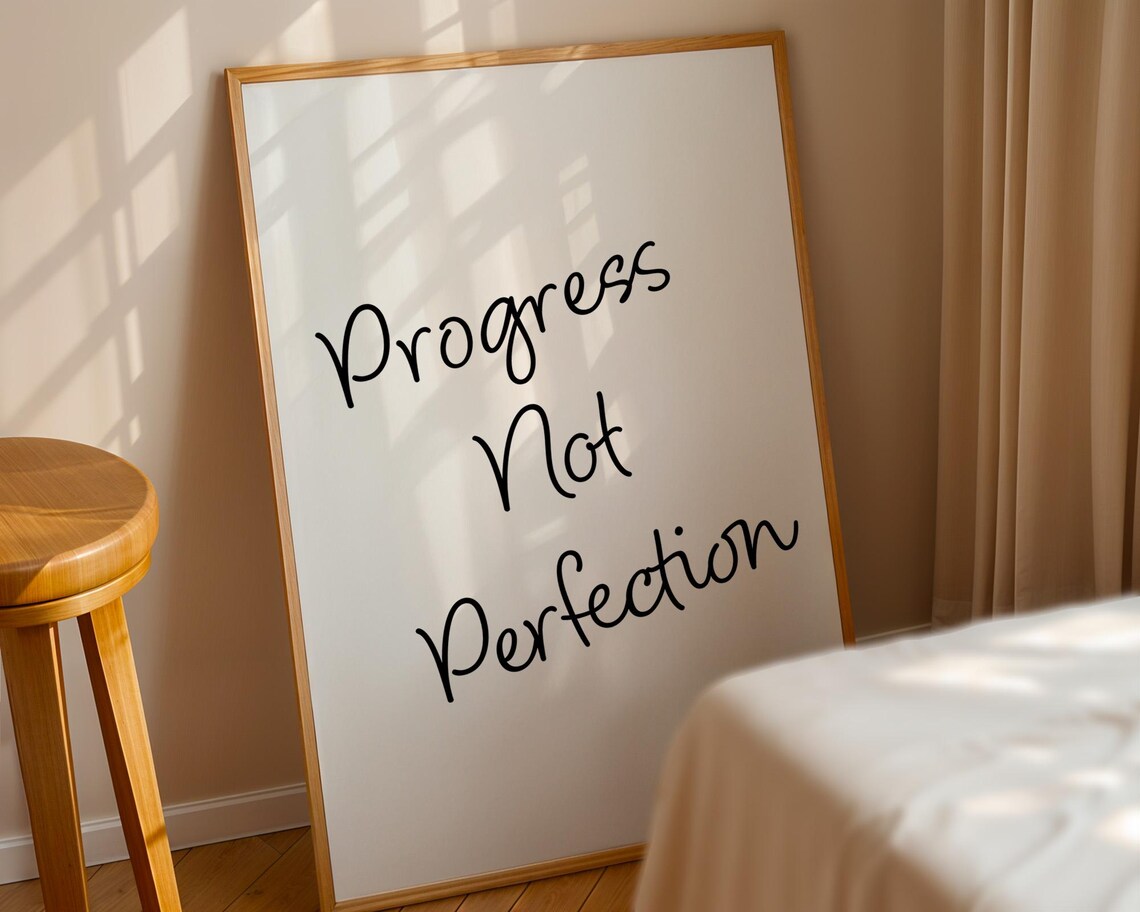 Progress Not Perfection Handwritten Script Quote Poster for Home Office - Image 3