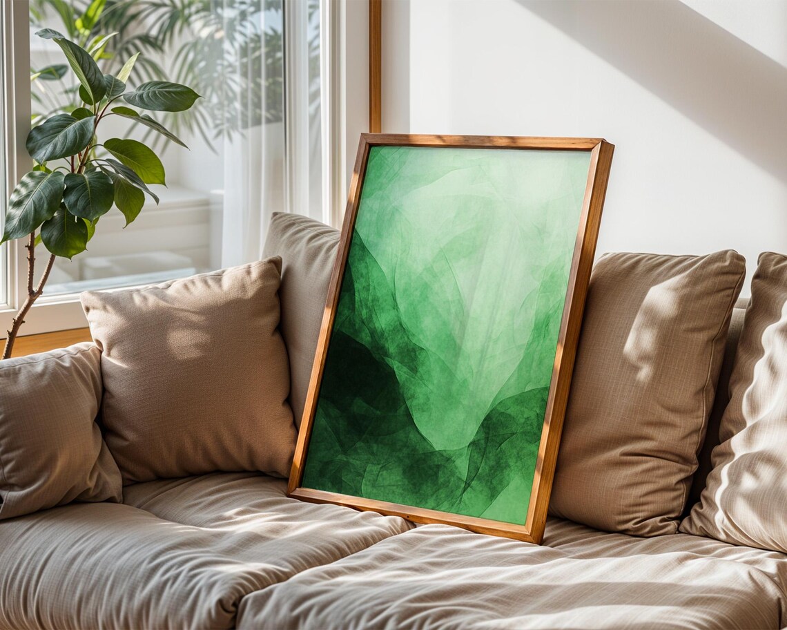 Green And White Flow Art Print, Home Decor - Image 2