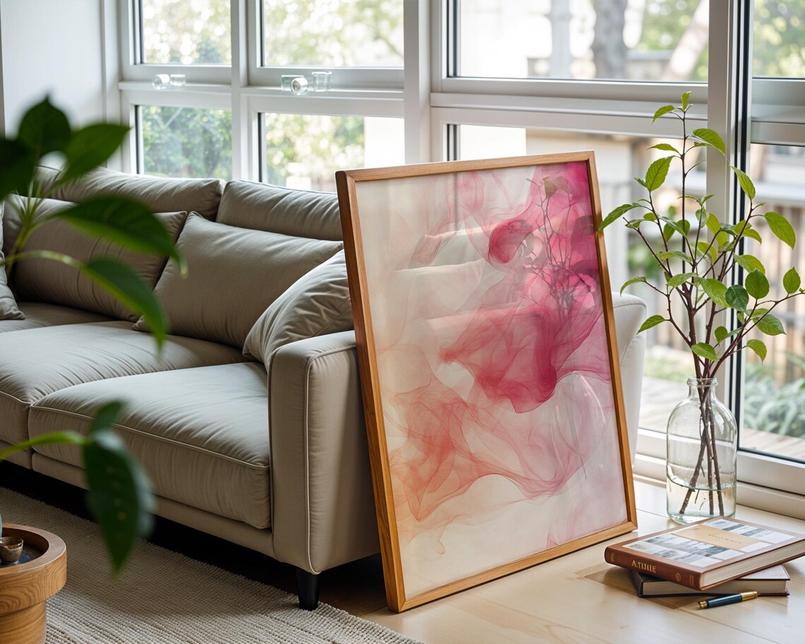 Pink And Peach Mist Flow, Home Kitchen Office Decor - Image 3