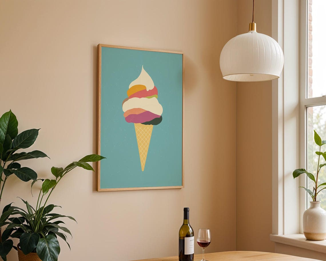 Minimalist Ice Cream Cone Poster Wall Art For Home Kitchen Room Decor - Image 6