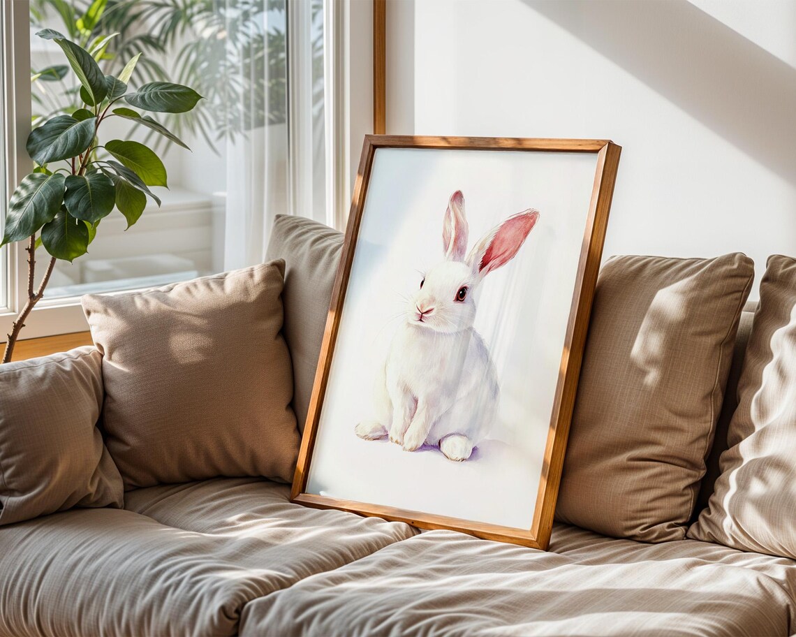 Adorable White Rabbit Art Print, Kitchen Decor - Image 6