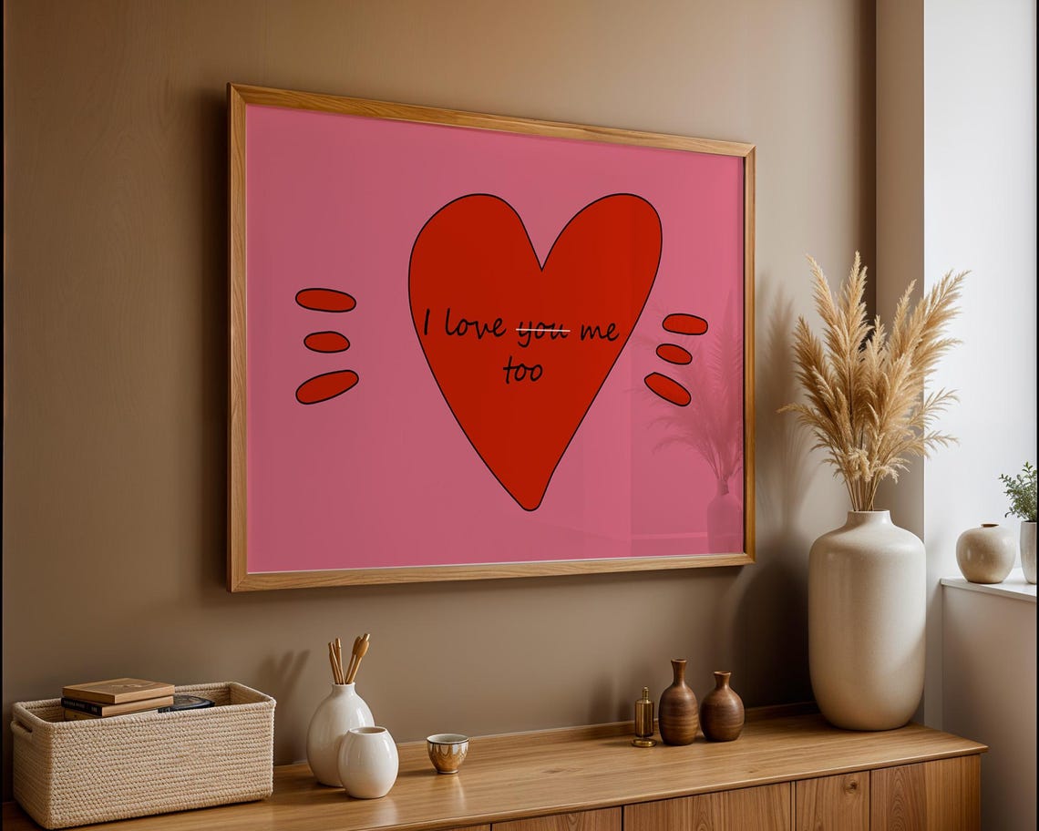 I Love Me Too Pink Background Funny Poster Wall Art Home Room Decor - Image 2