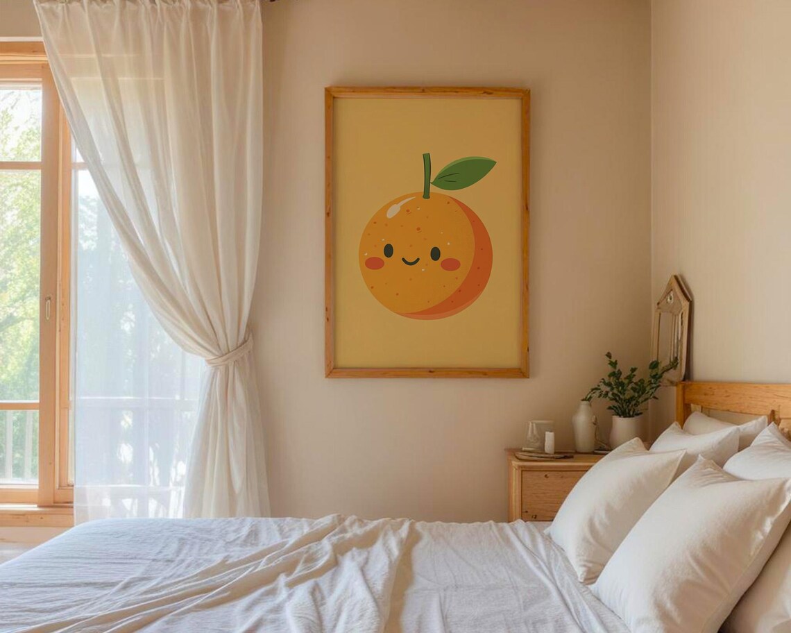 Adorable Orange Poster Wall Art For Home Kitchen Kids Room Decor - Image 4