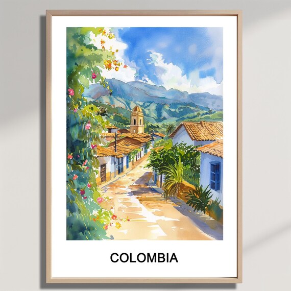 Colombia Watercolor Travel Print Home Office Wall Art
