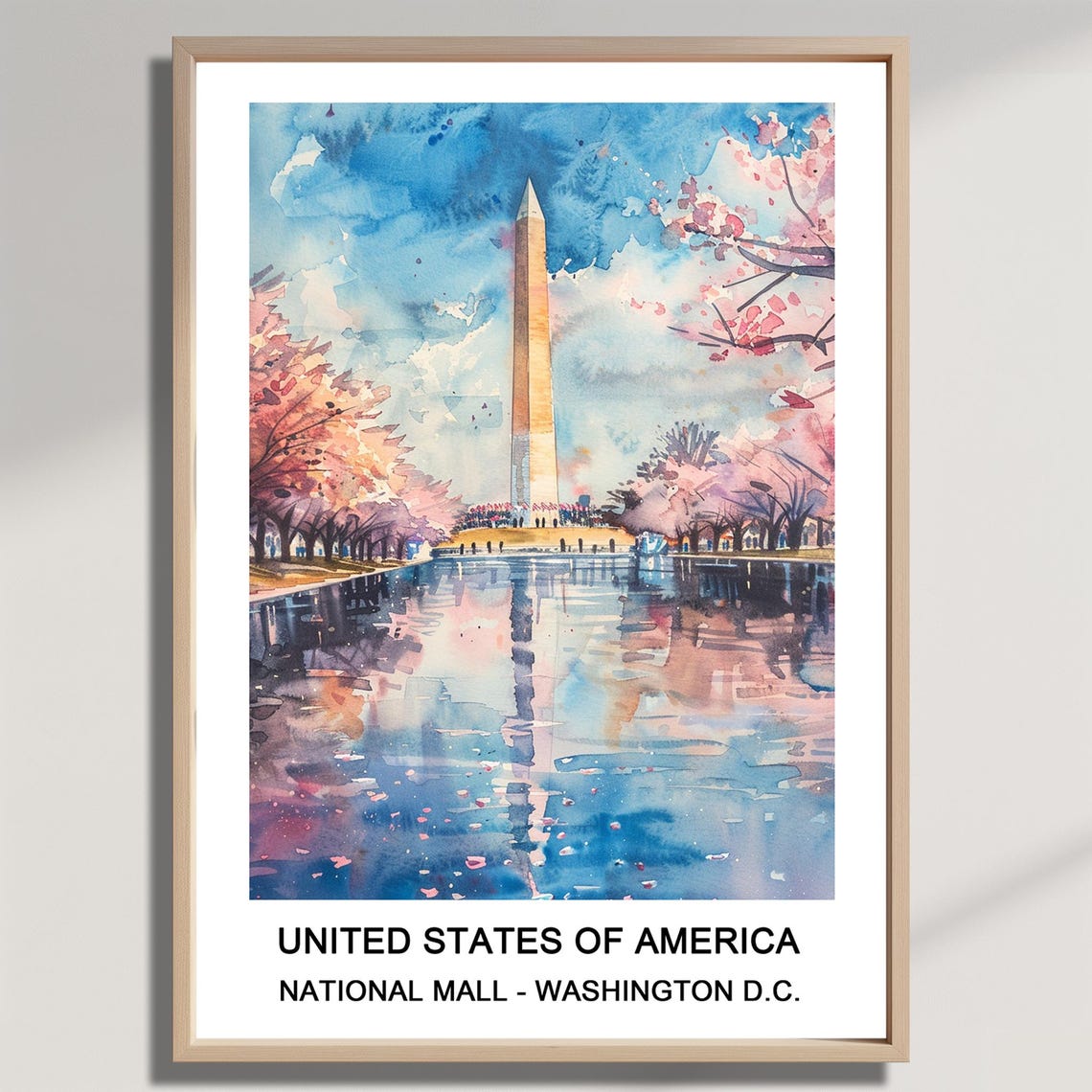 Washington DC National Mall Monument Cherry Blossom Capital Poster