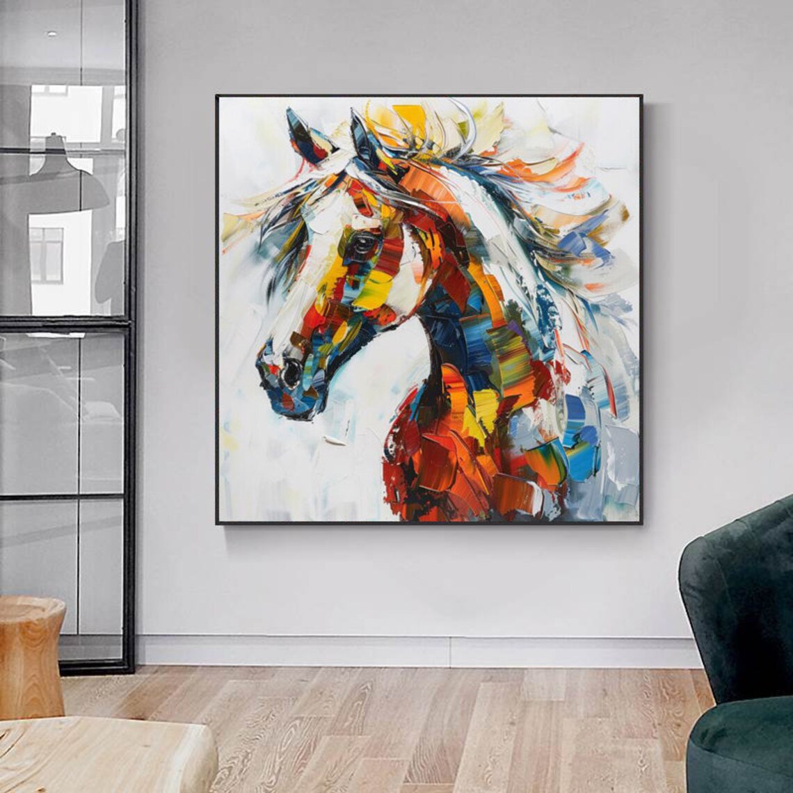 Colorful Abstract Horse Head Portrait Vibrant Equine Artwork Poster - Image 6