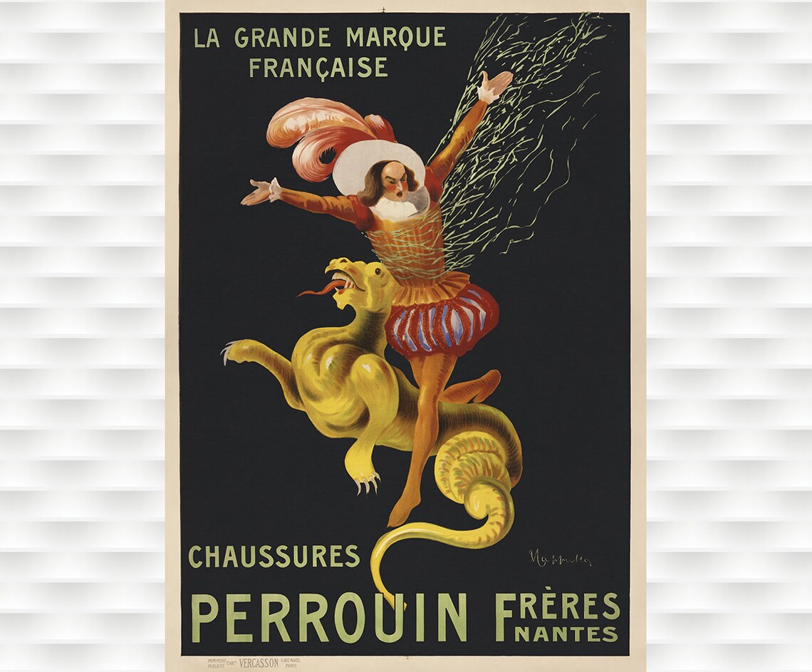 Chaussures Perrouin Frères Vintage French Shoe Poster Cappiello Style