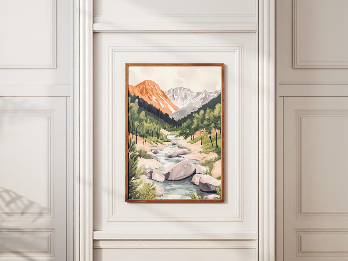 Mountain River Poster Landscape Art Print Nature Wall Decor Modern Minimalist Home Decor Serene Nature Scene Tranquil River Valley Misty - Image 2