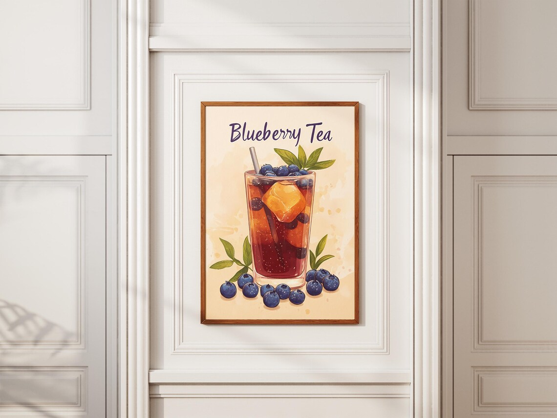 Blueberry Iced Tea Flat Illustration Art Print - Image 2
