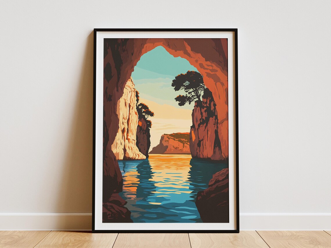 Jeita Grotto Lebanon Travel Poster, Landscape Art