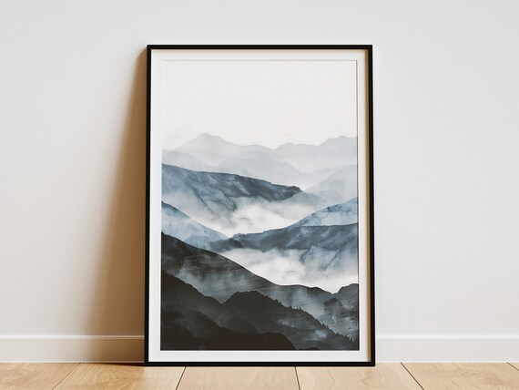 Minimalist Japandi Mountain Art Print Abstract Landscape Wall Decor Boho Home Decor