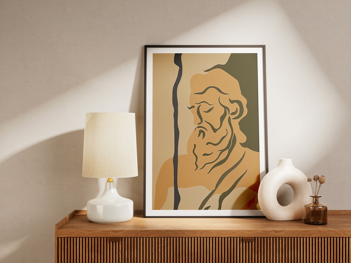 Greek God Statue Minimalist Abstract Classical Bust Art Print - Image 2