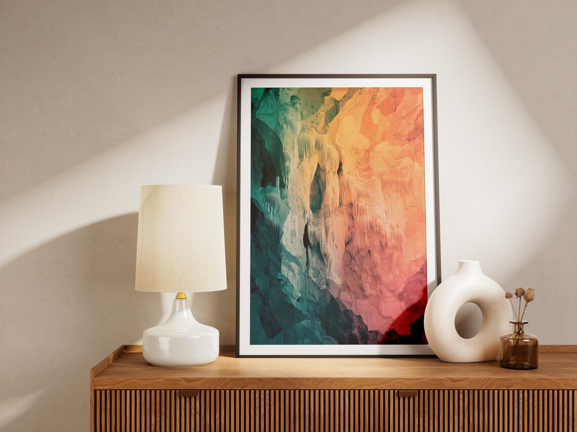 Carlsbad Caverns New Mexico Rainbow Stalactite Cave Formation Art Poster - Image 4