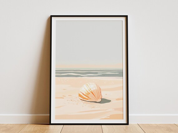 Scallop Shell Beach Poster Minimalist Ocean Art For Calm Home Decor