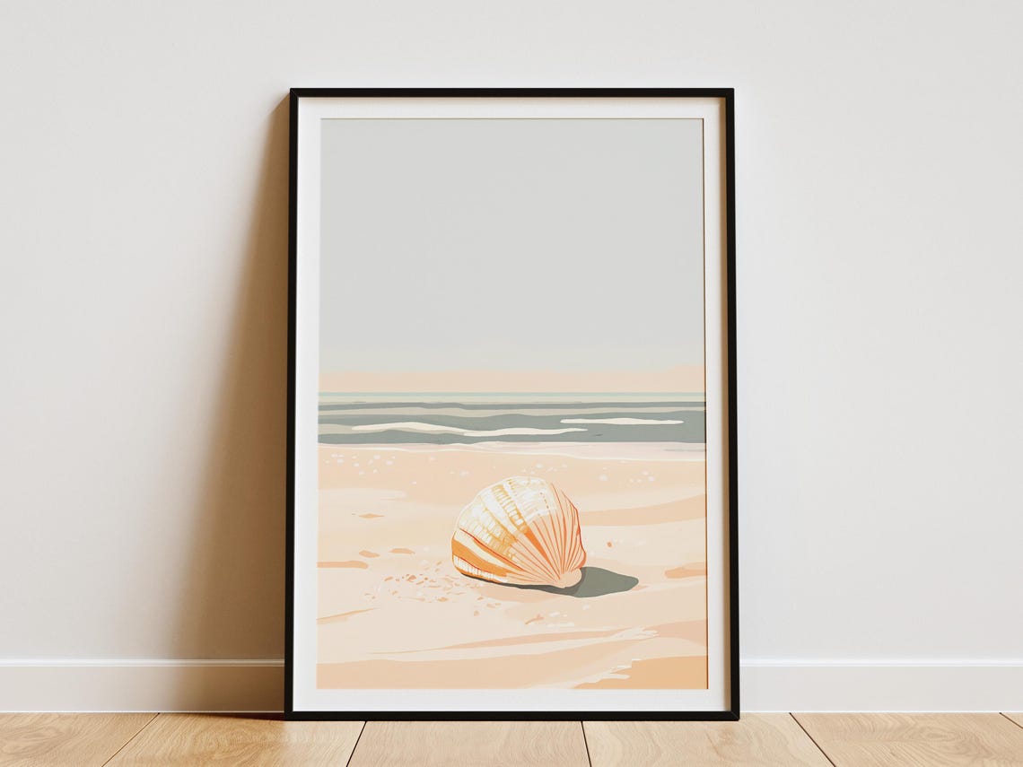 Scallop Shell Beach Poster Minimalist Ocean Art For Calm Home Decor