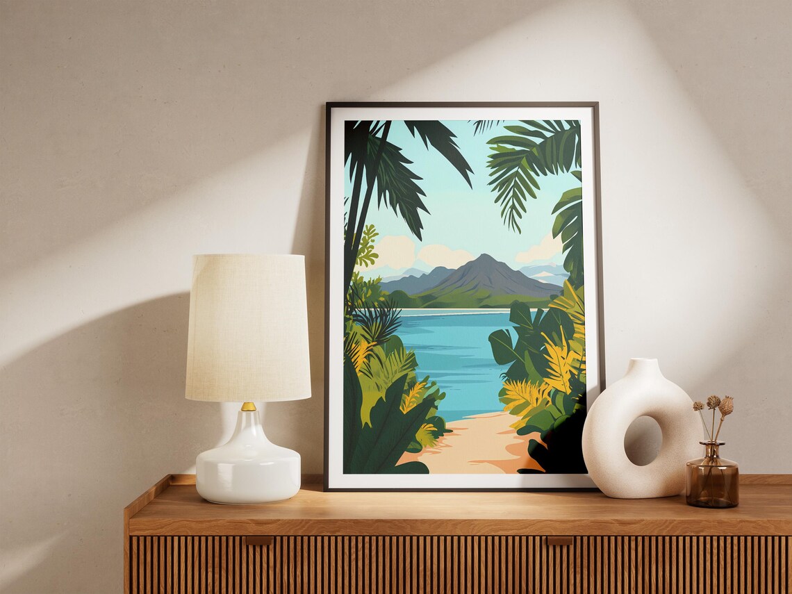 New Caledonia Island Volcanic Peak View Framed by Jungle Poster - Image 5